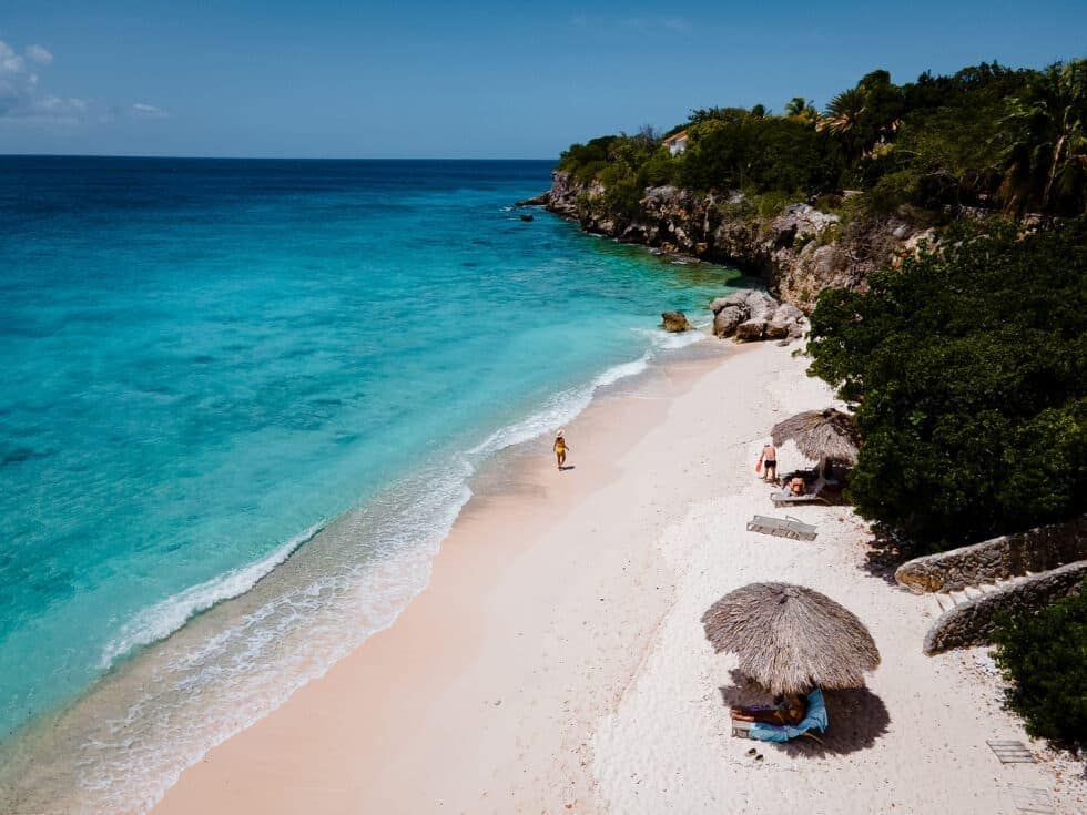 A detailed view of clear water coastal view with destination context for Vacation Travel Innovation.